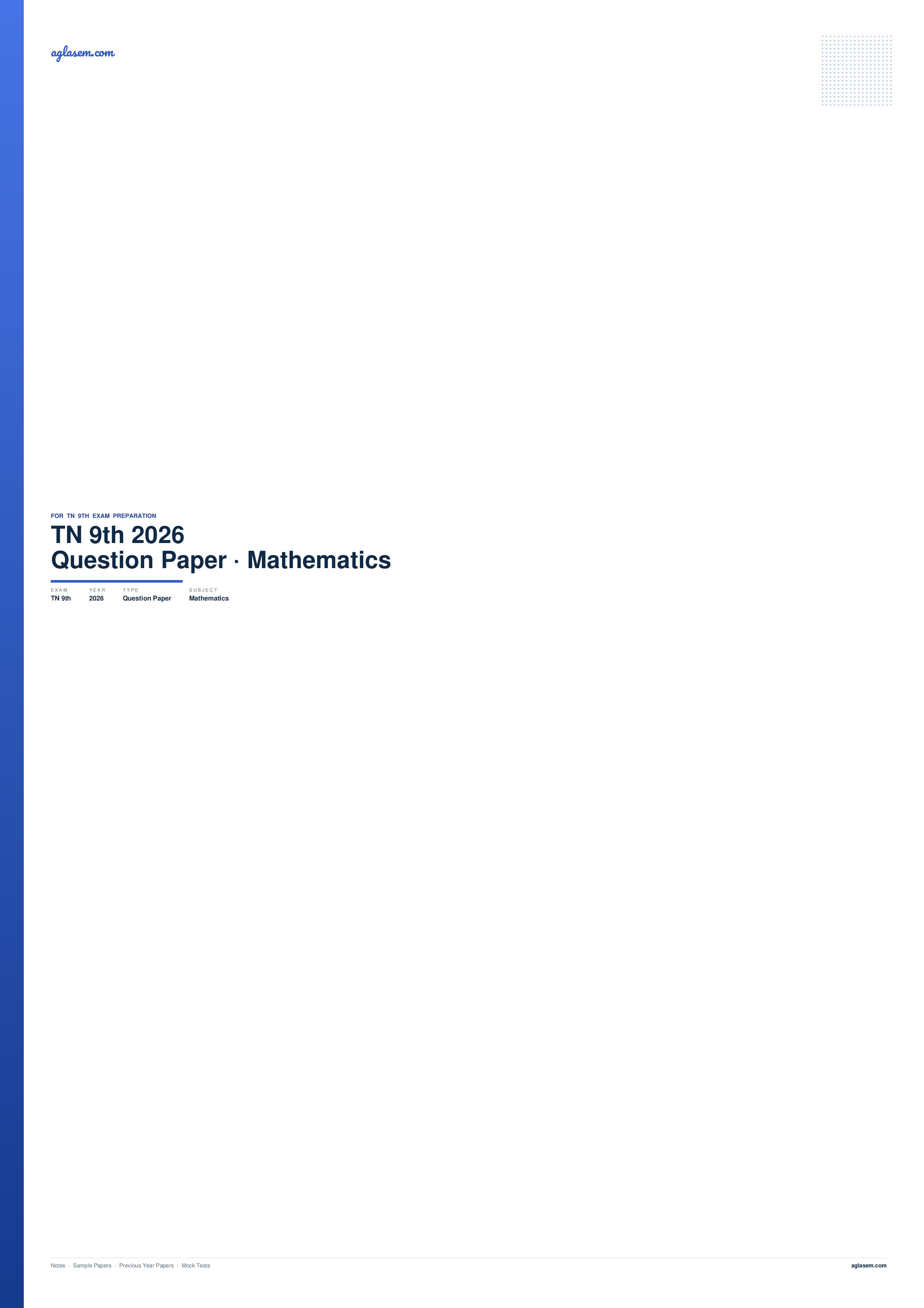 TN 9th Question Paper 2026 Mathematics - Page 1 of 7