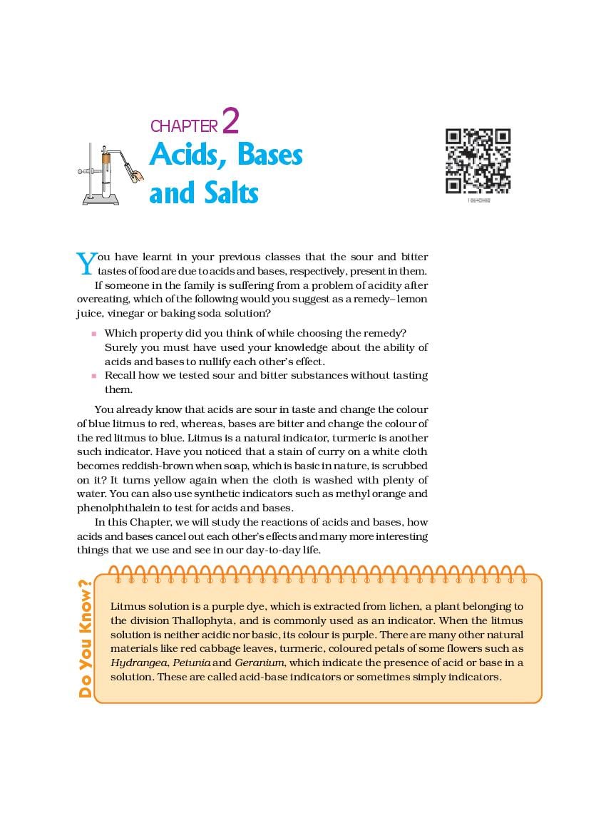 NCERT Book Class 10 Science Chapter 2 Acids, Bases and Salts - Page 1