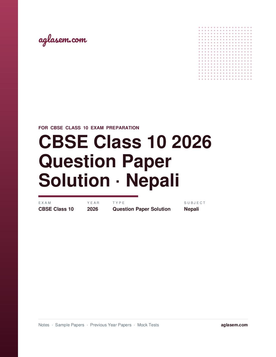 CBSE Class 10 Question Paper 2026 Solution Nepali - Page 1 of 8
