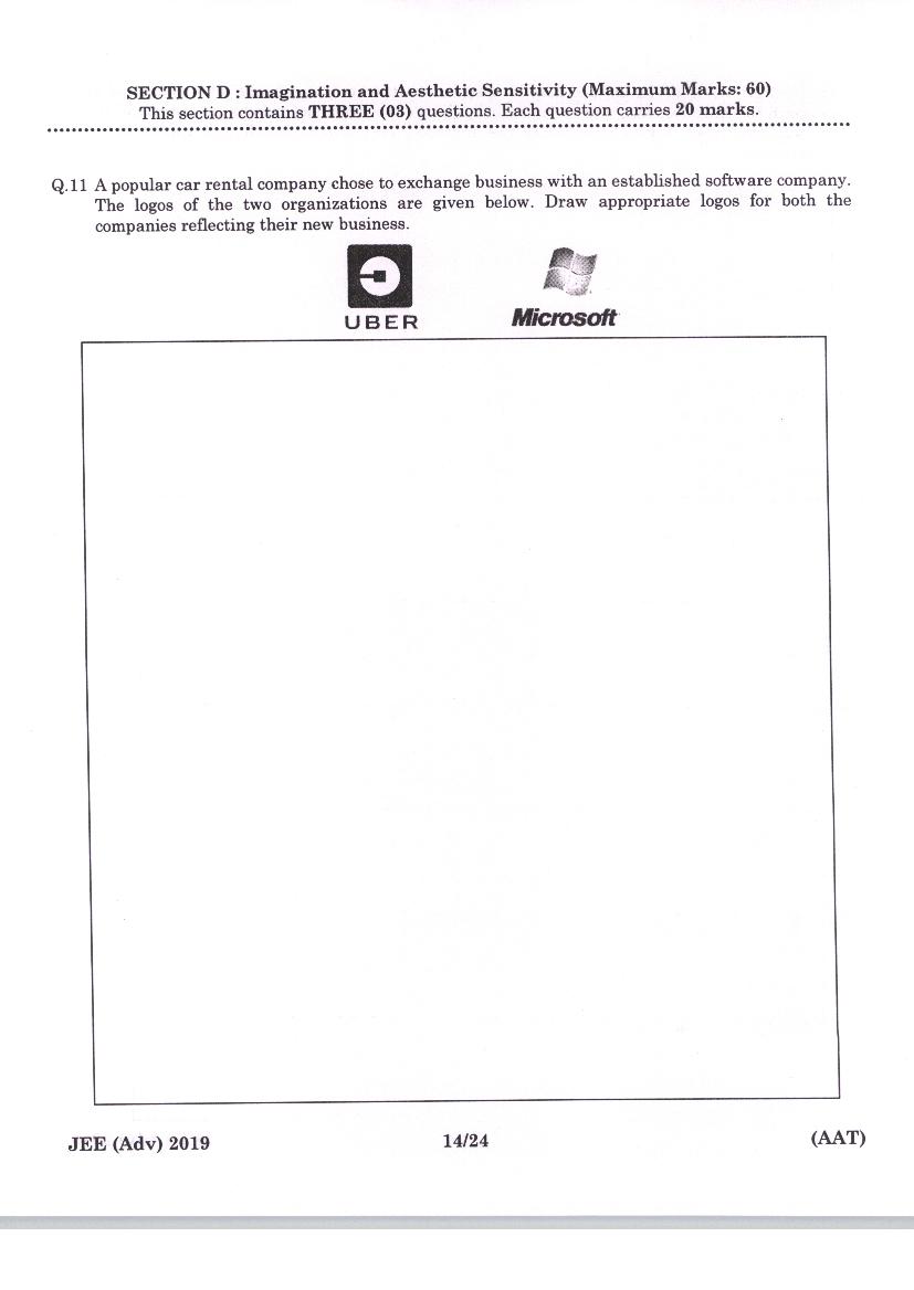 JEE Advanced AAT 2019 Question Paper PDF (Free Download)