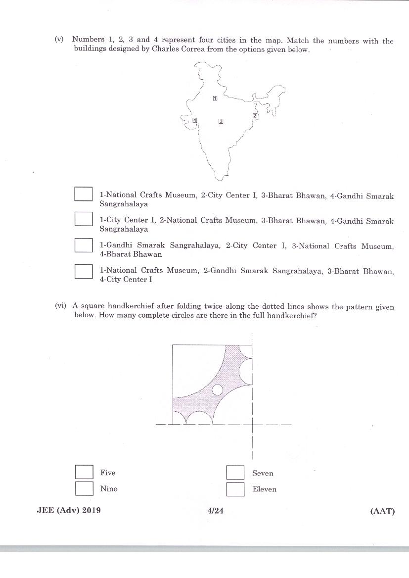 JEE Advanced AAT 2019 Question Paper PDF (Free Download)