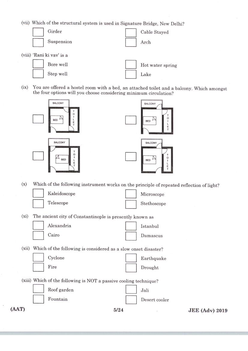 JEE Advanced AAT 2019 Question Paper PDF (Free Download)