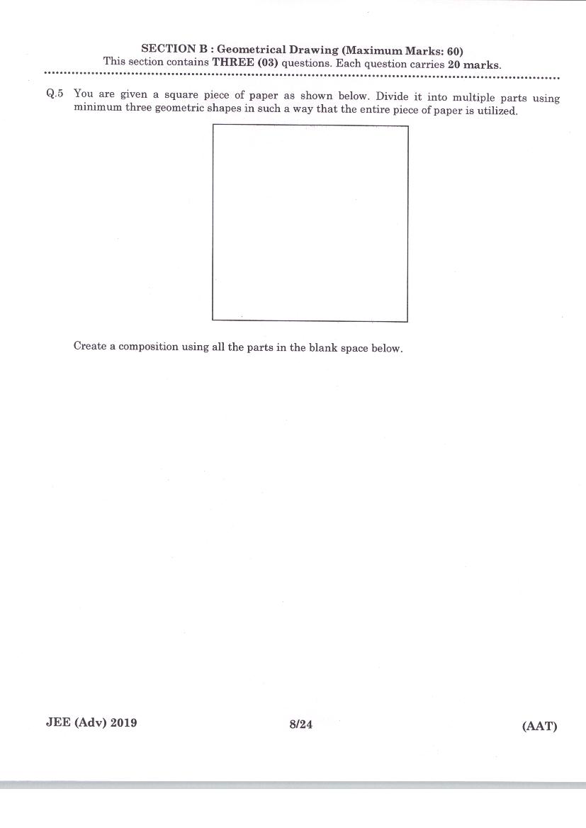 JEE Advanced AAT 2019 Question Paper PDF (Free Download)
