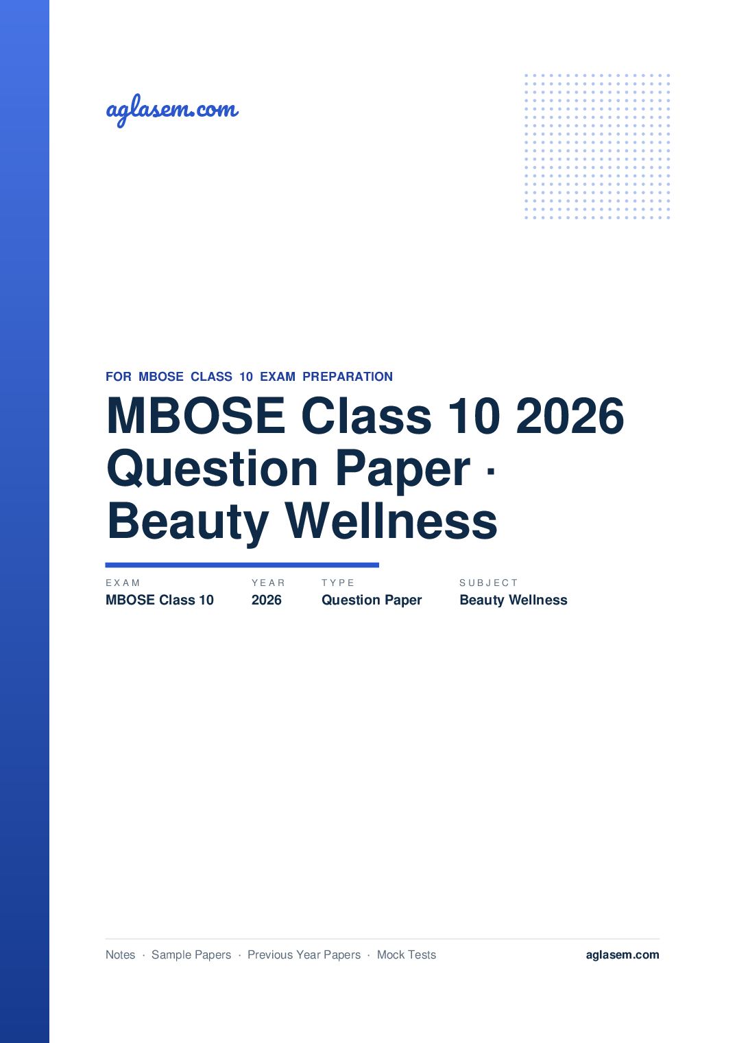 MBOSE Class 10 Question Paper 2026 for Beauty and Wellness - Page 1 of 6