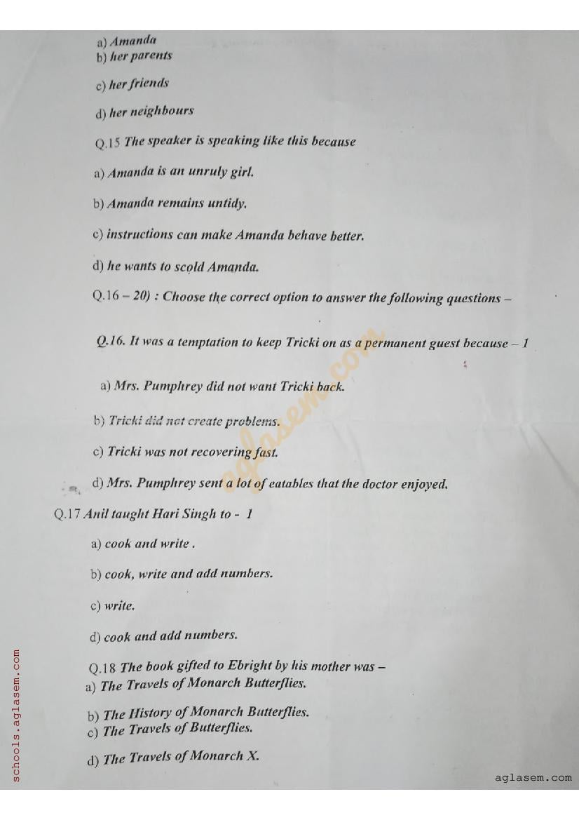 Up Board Class English Pre Board Exam Question Paper Pdf