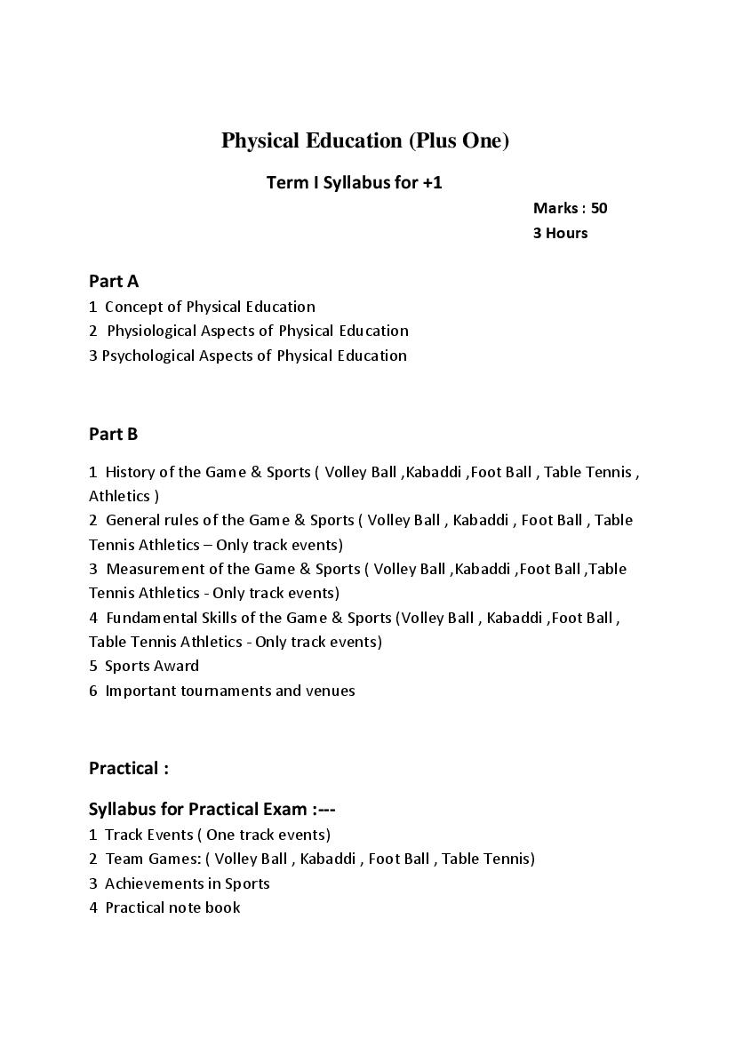 HP Board Class 11 Syllabus 2022 Physical Education - Page 1