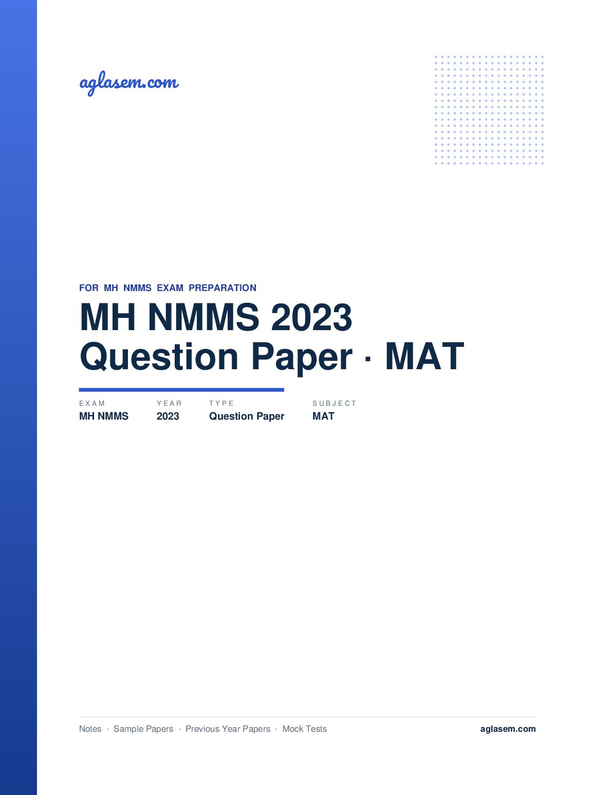 Maharashtra NMMS Question Paper 2023 MAT - Page 1 of 49
