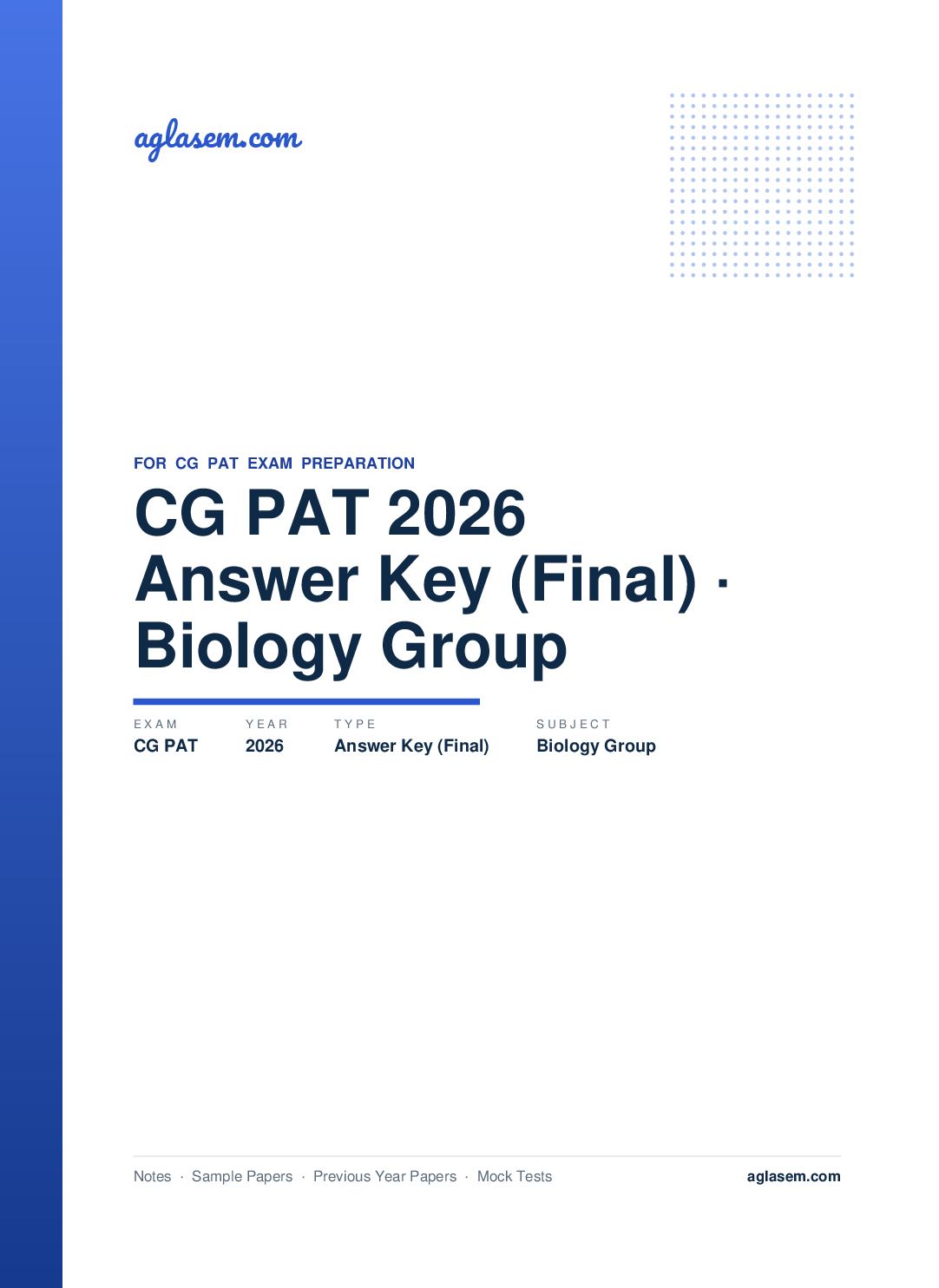 CG PAT 2026 Answer Key (Final) Biology Group - Page 1 of 2