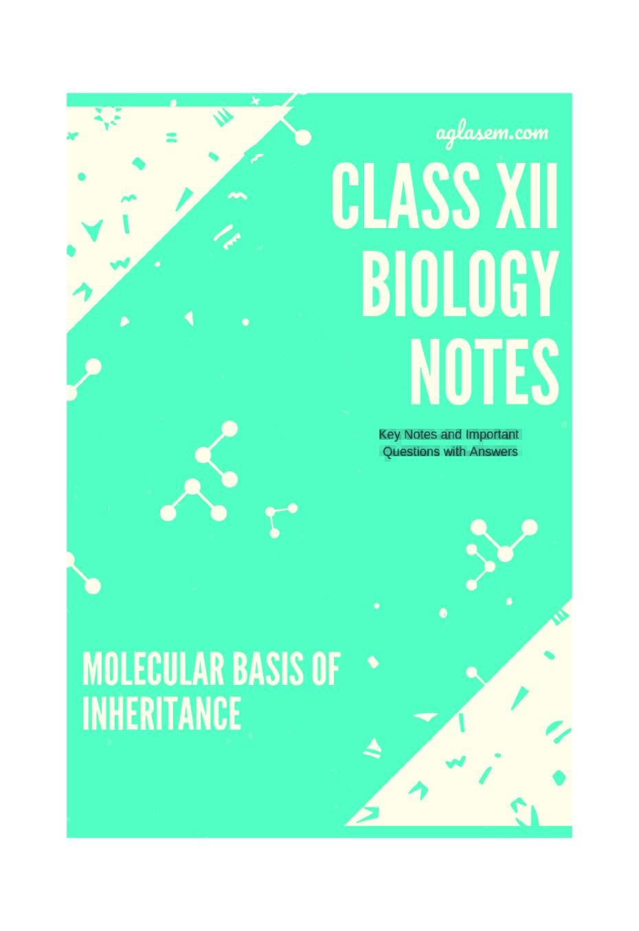 Class 12 Biology Notes for Molecular Basis of Inheritance - Page 1