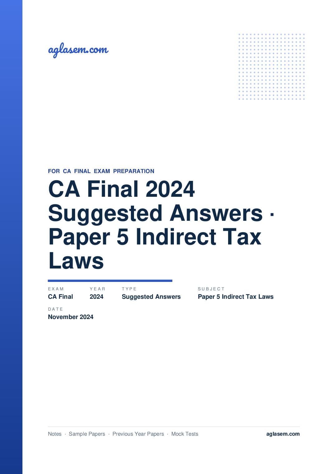 CA Final November 2024 Suggested Answers Paper 5 Indirect Tax Laws - Page 1 of 36
