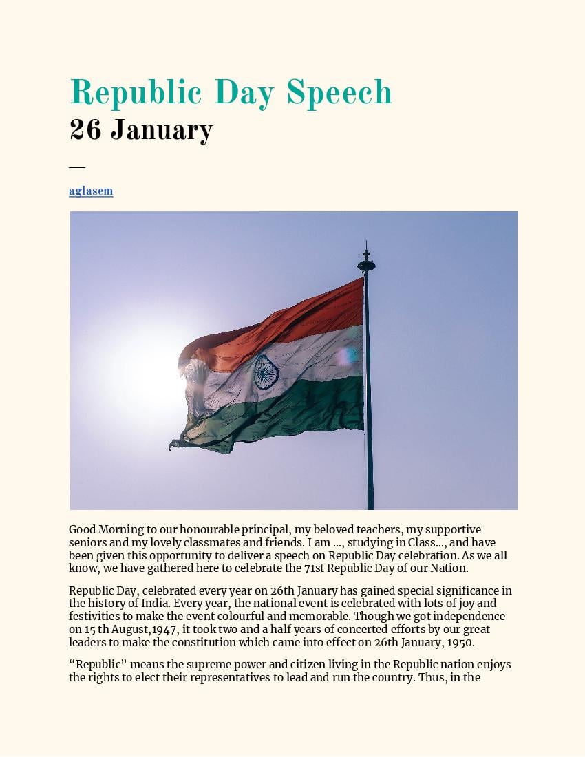 Speech On Republic Day In English - Page 1