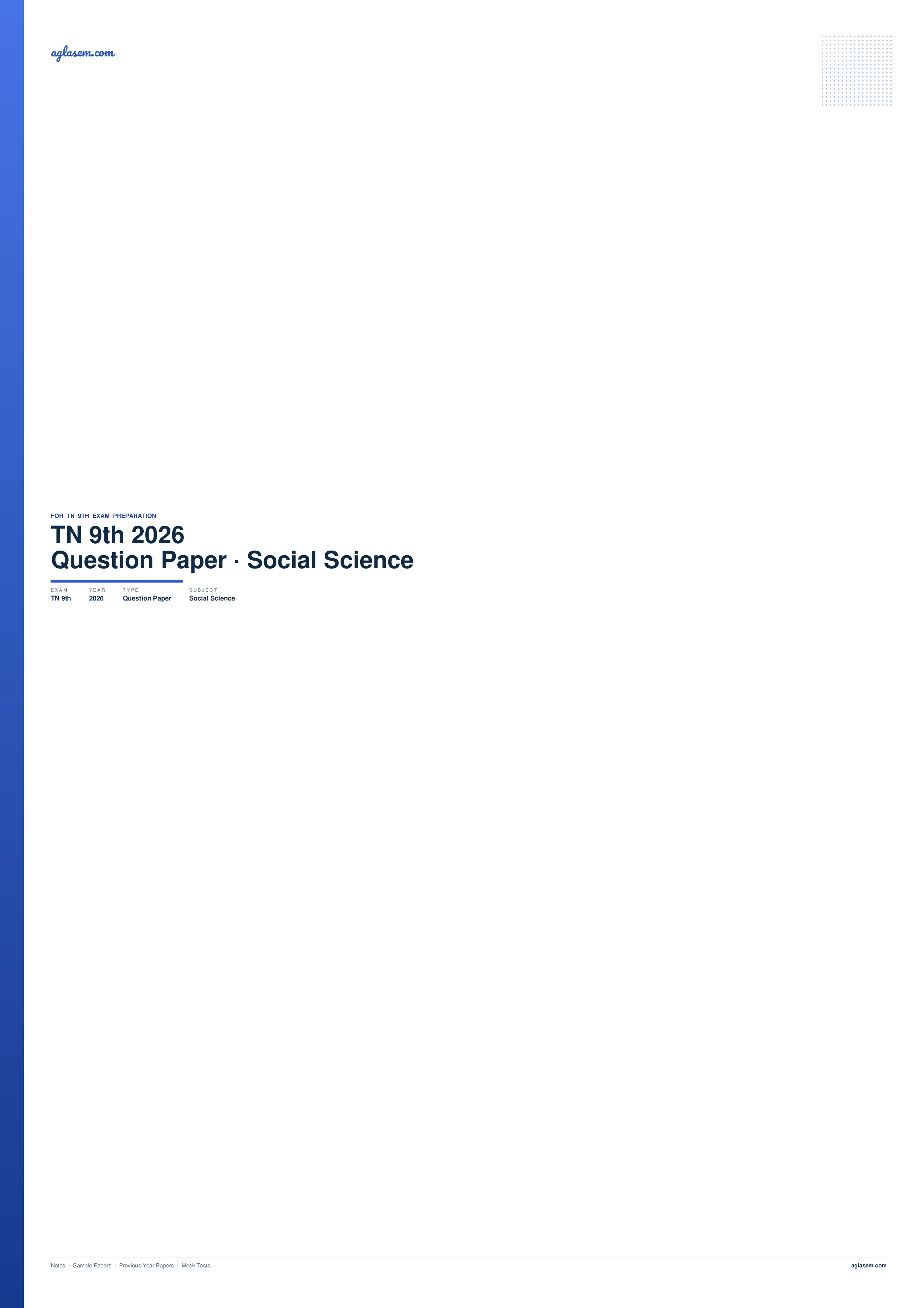 TN 9th Question Paper 2026 Social Science - Page 1 of 5