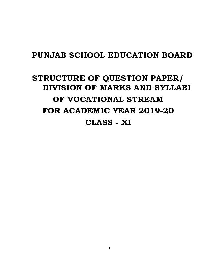 PSEB 11th Vocational Course Syllabus 2020 - Page 1