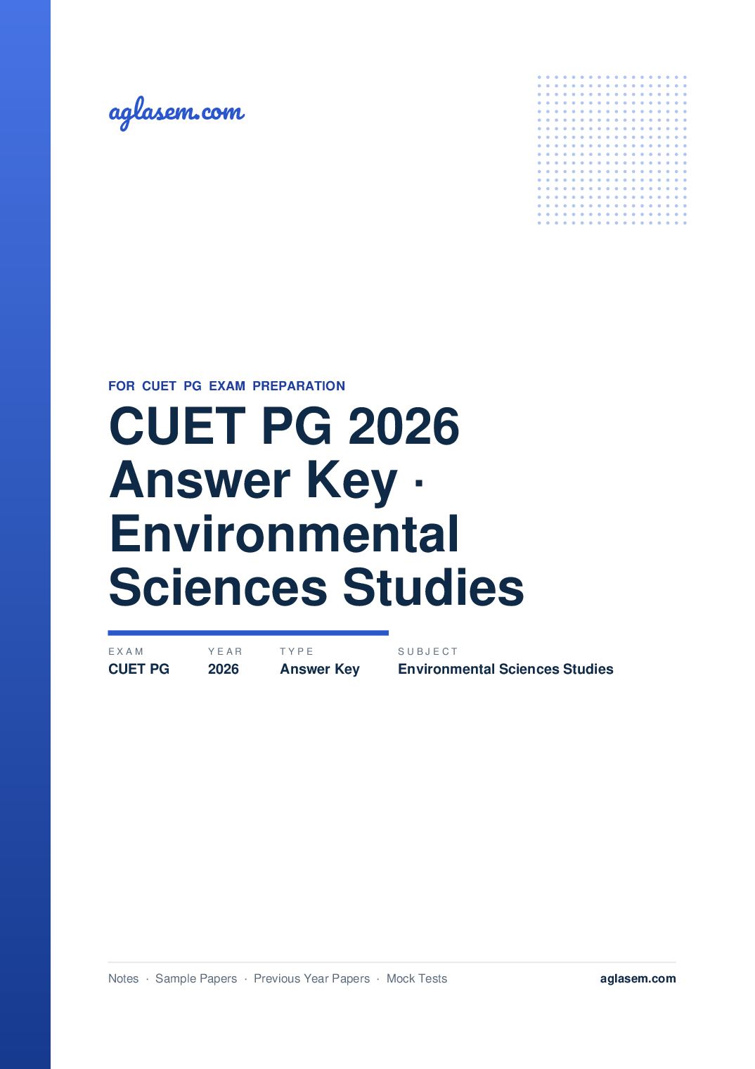 CUET PG 2026 Answer Key Environmental Sciences and Studies - Page 1 of 3