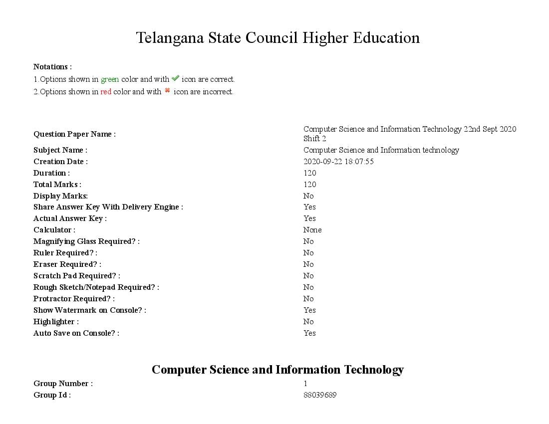 TS PGECET 2020 Question Paper for Computer Science - Page 1