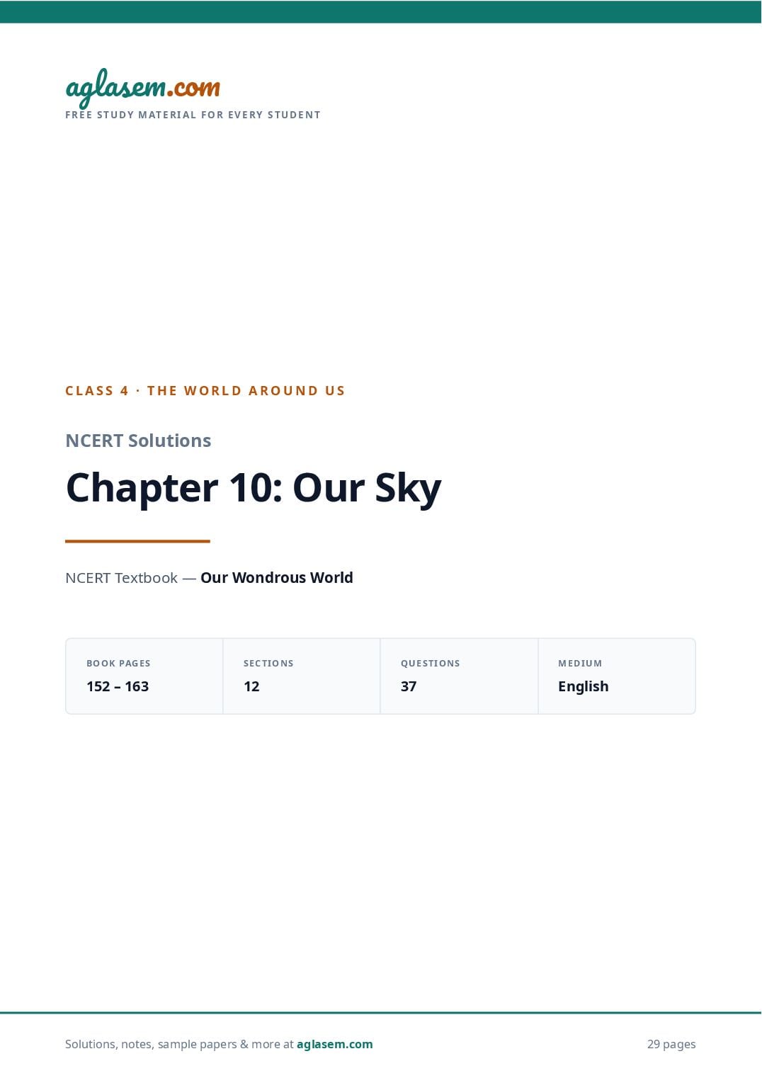 NCERT Solutions Class 4 The World Around Us Chapter 10 Our Sky - Page 1 of 30