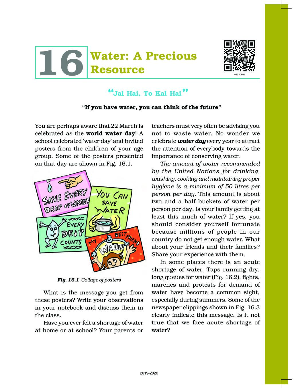 NCERT Book Class 7 Science Chapter 16 Water: A Precious Resource - Page 1