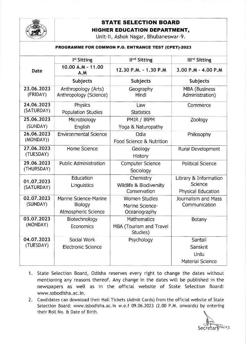 Odisha CPET 2023 - Result, Answer Key - AglaSem Admission