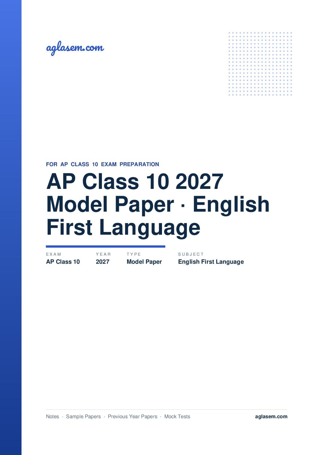 AP Class 10 Model Paper 2027 English First Language - Page 1 of 34