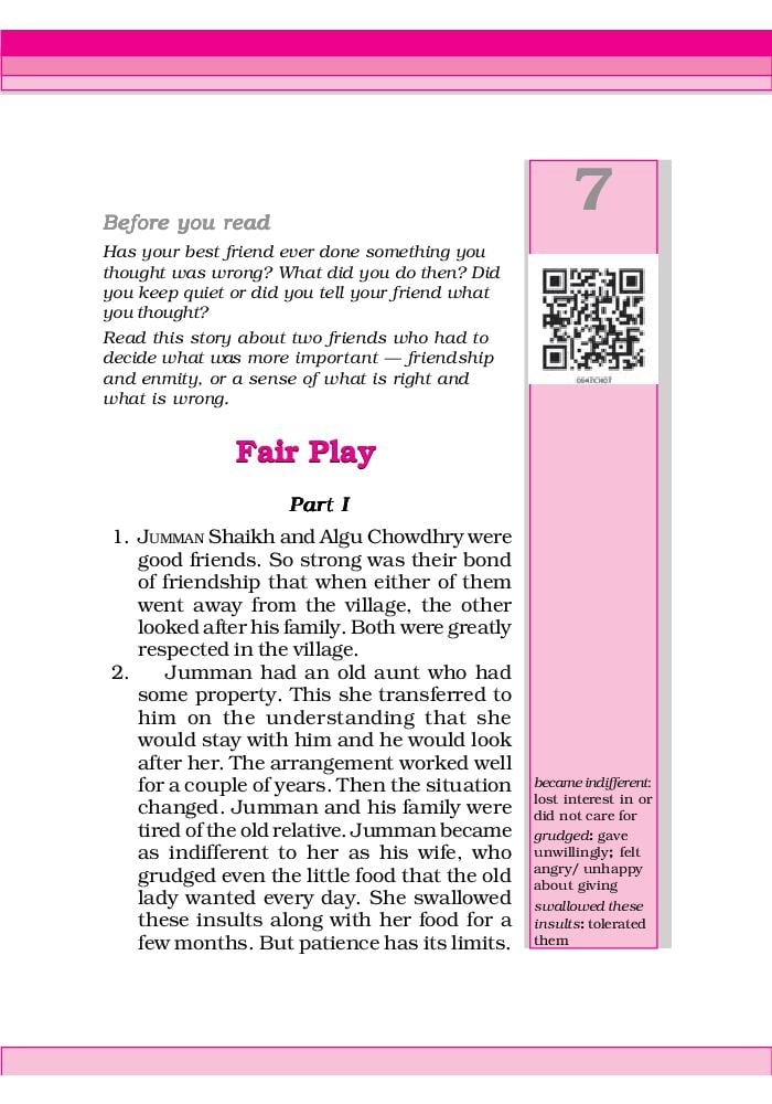 NCERT Book Class 6 English (Honeysuckle) Chapter 7 Fair Play - Page 1