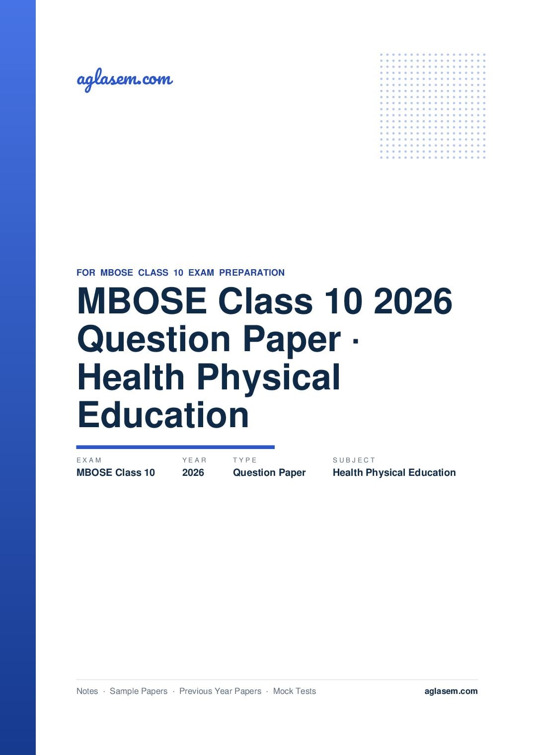 MBOSE Class 10 Question Paper 2026 for Health and Physical Education - Page 1 of 16