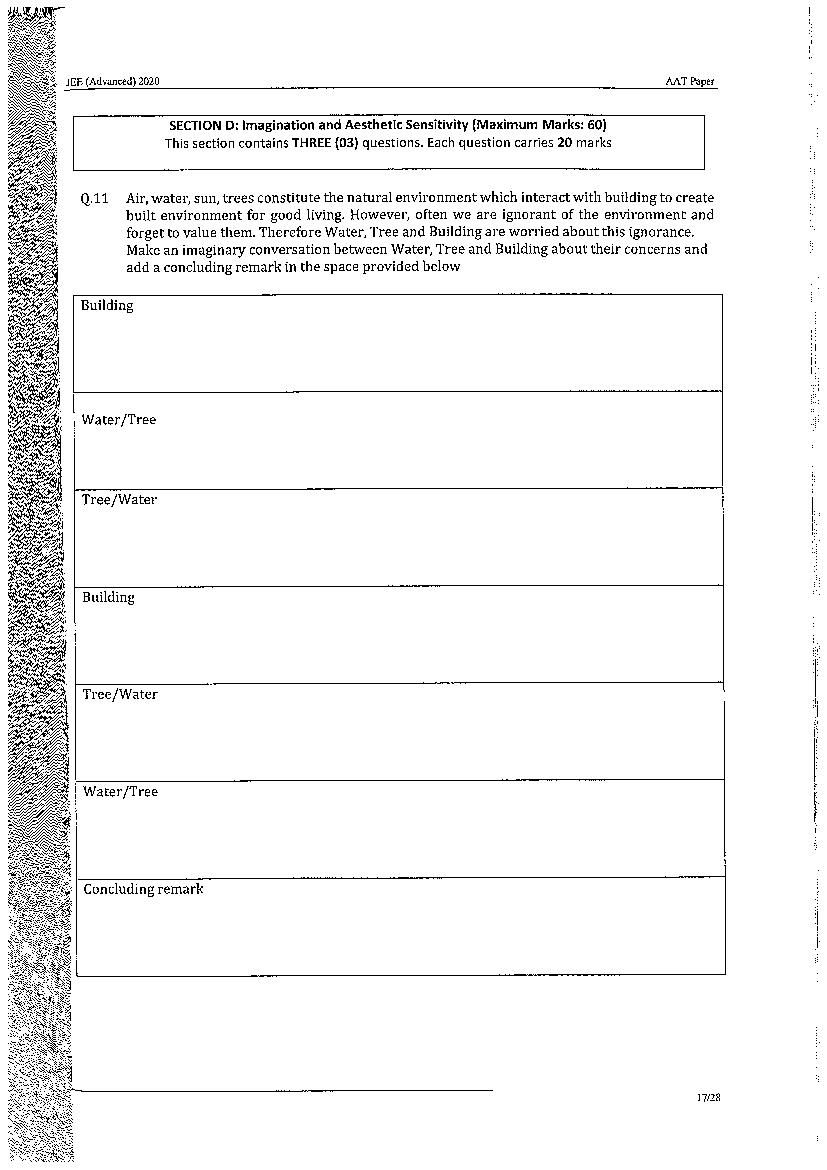 JEE Advanced AAT 2020 Question Paper PDF (Free Download)
