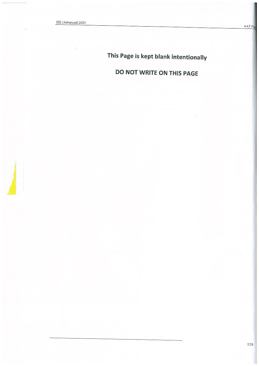 JEE Advanced AAT 2020 Question Paper PDF (Free Download)