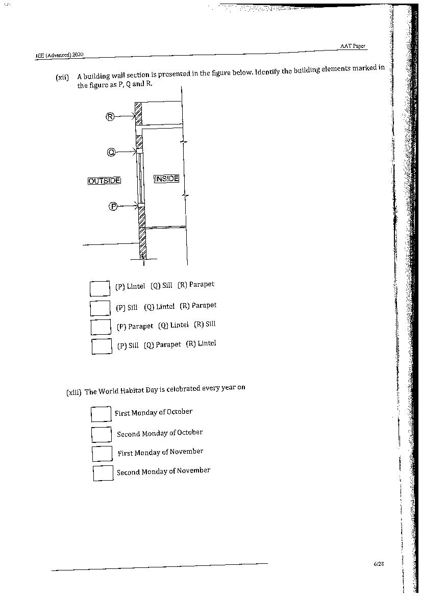 JEE Advanced AAT 2020 Question Paper PDF (Free Download)