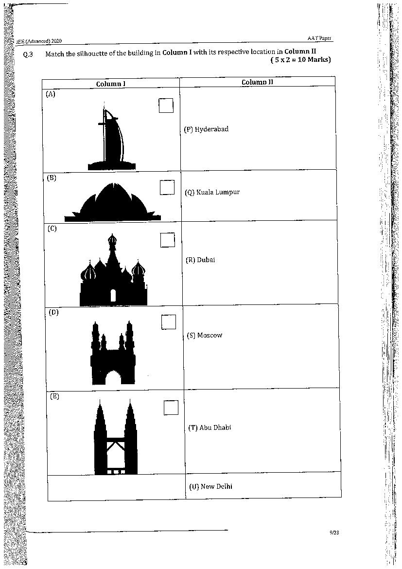 JEE Advanced AAT 2020 Question Paper PDF (Free Download)