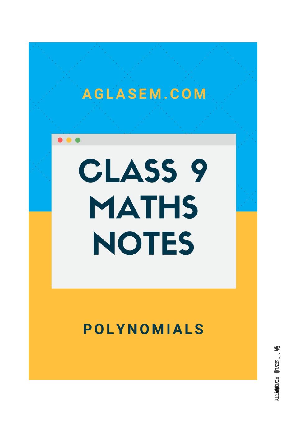 Class 9 Maths Notes for Polynomials - Page 1