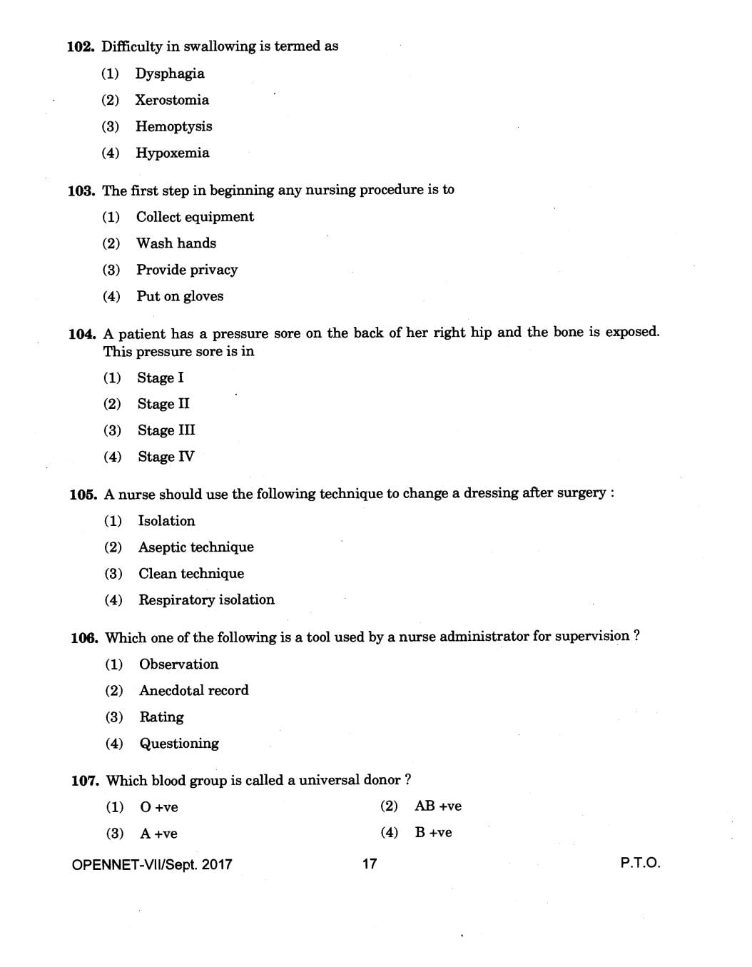 IGNOU OPENNET 2017 Question Paper PDF (OPENNET-VII)