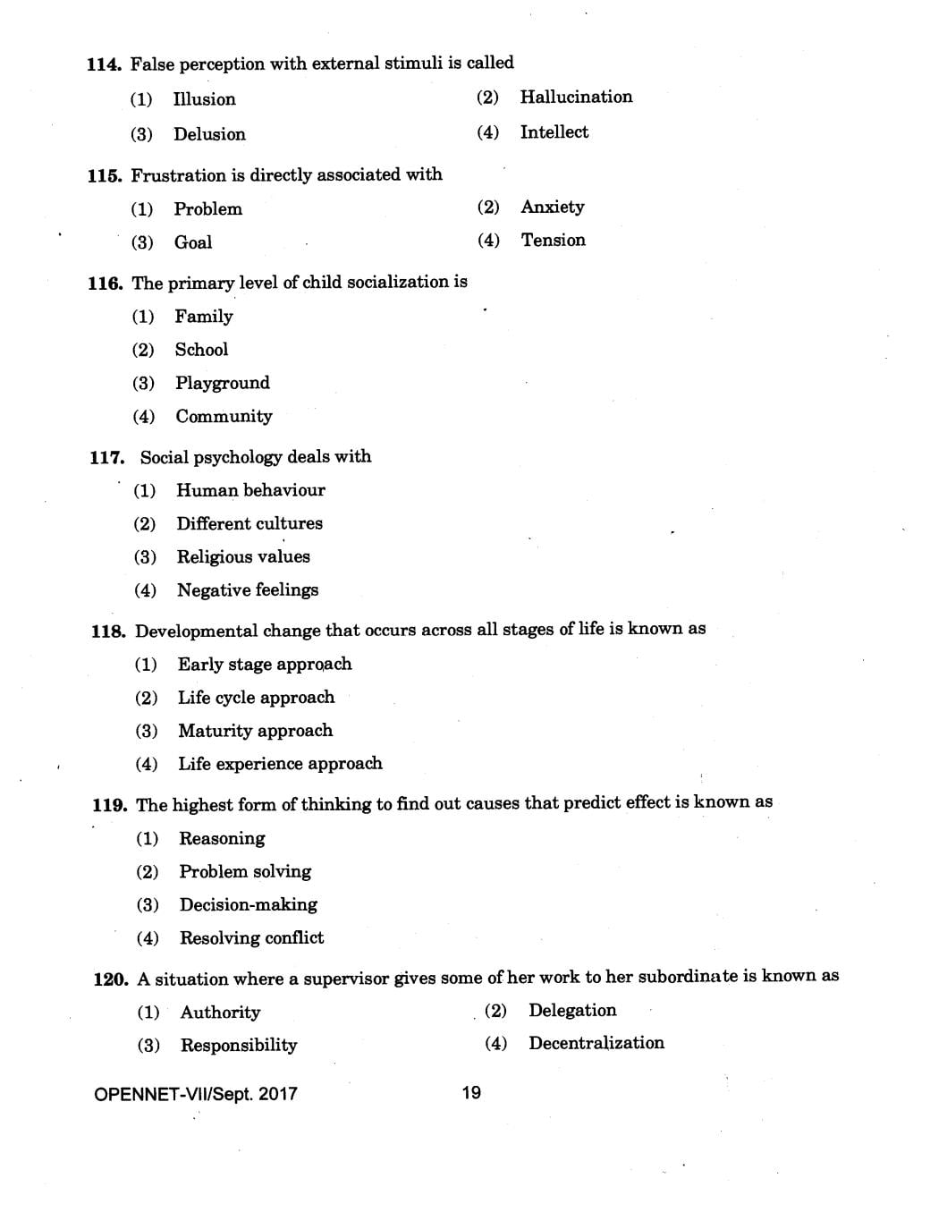 IGNOU OPENNET 2017 Question Paper PDF (OPENNET-VII)