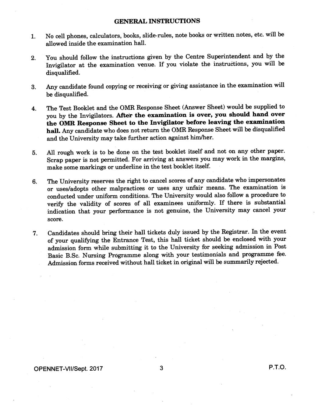IGNOU OPENNET 2017 Question Paper PDF (OPENNET-VII)