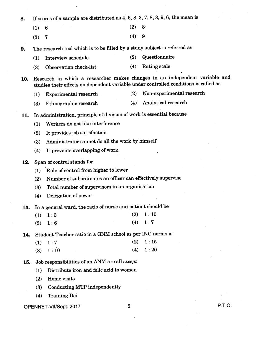IGNOU OPENNET 2017 Question Paper PDF (OPENNET-VII)