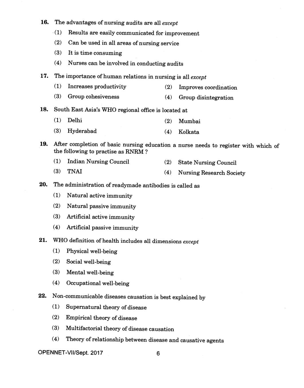 IGNOU OPENNET 2017 Question Paper PDF (OPENNET-VII)