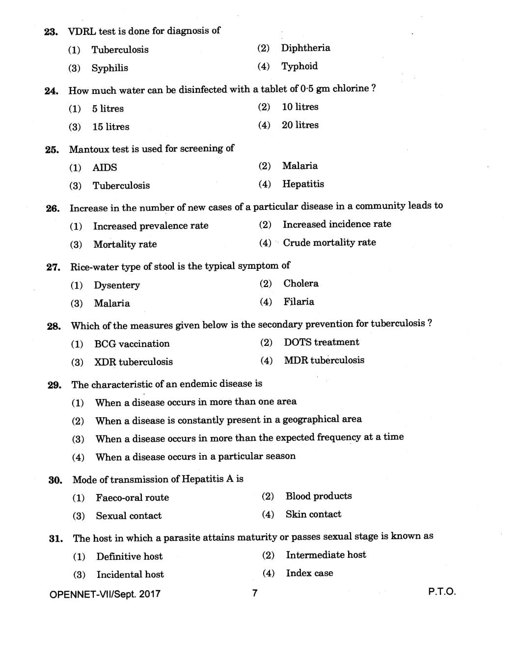 IGNOU OPENNET 2017 Question Paper PDF (OPENNET-VII)