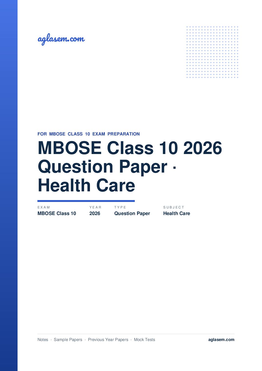MBOSE Class 10 Question Paper 2026 for Health Care - Page 1 of 5
