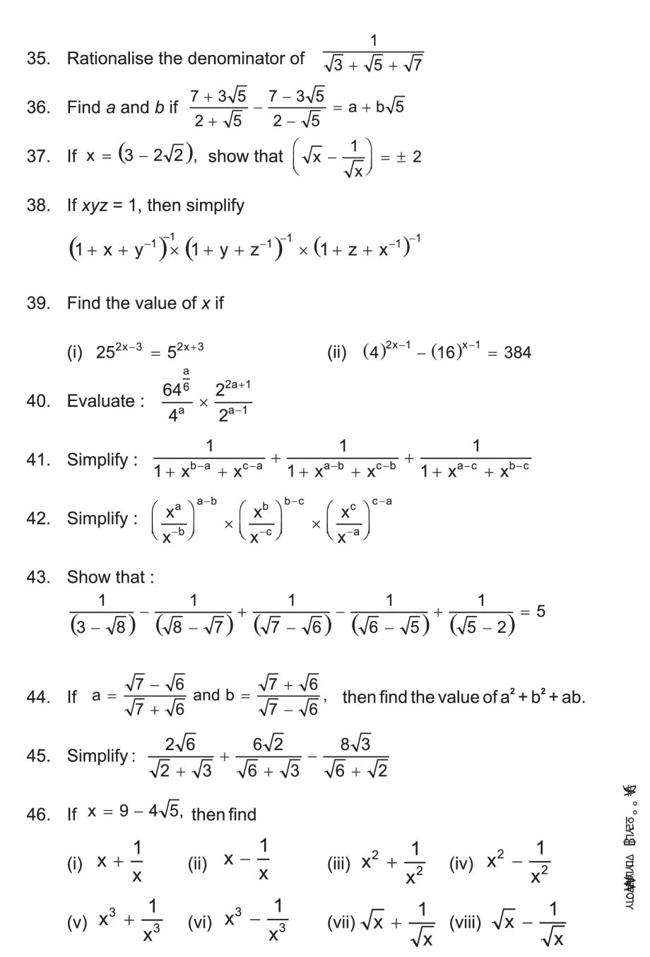 Class 9 Math Number System Notes Important Questions Practice Paper