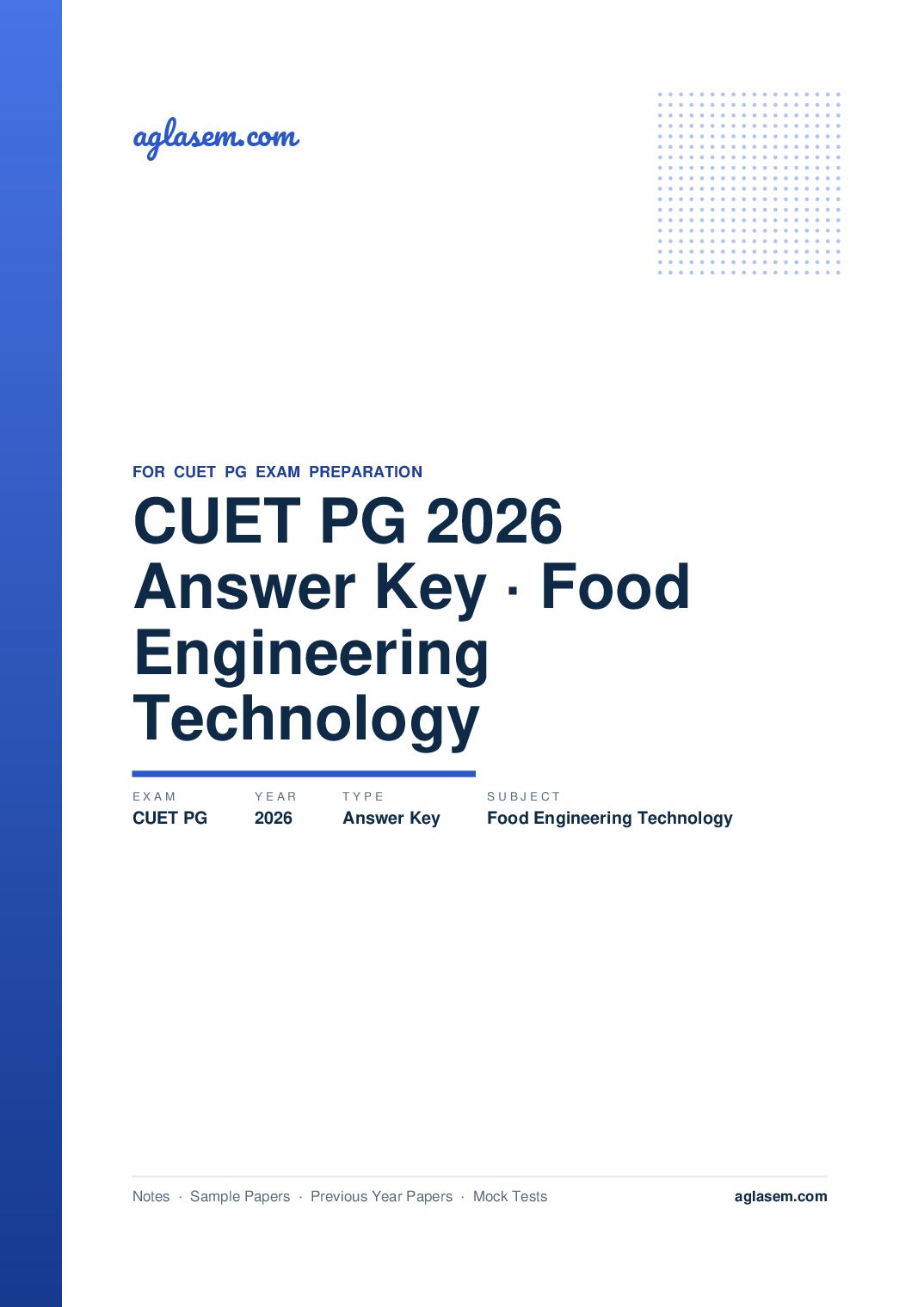 CUET PG 2026 Answer Key Food Engineering and Technology - Page 1 of 2