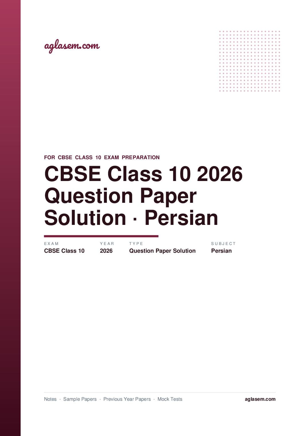 CBSE Class 10 Question Paper 2026 Solution Persian - Page 1 of 8