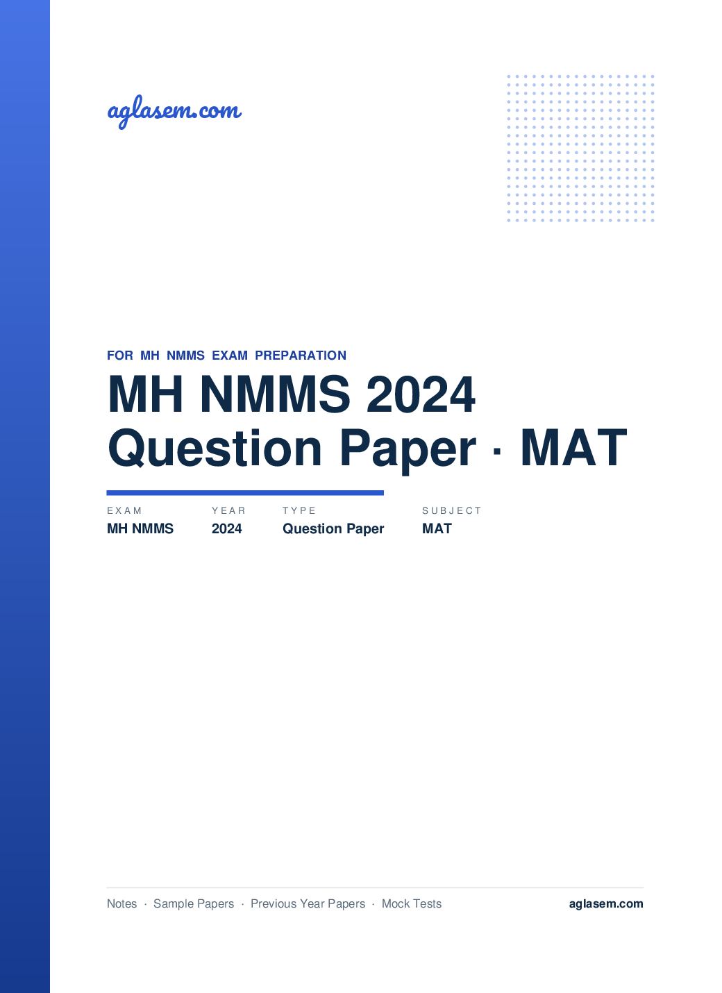 Maharashtra NMMS Question Paper 2024 MAT - Page 1 of 49