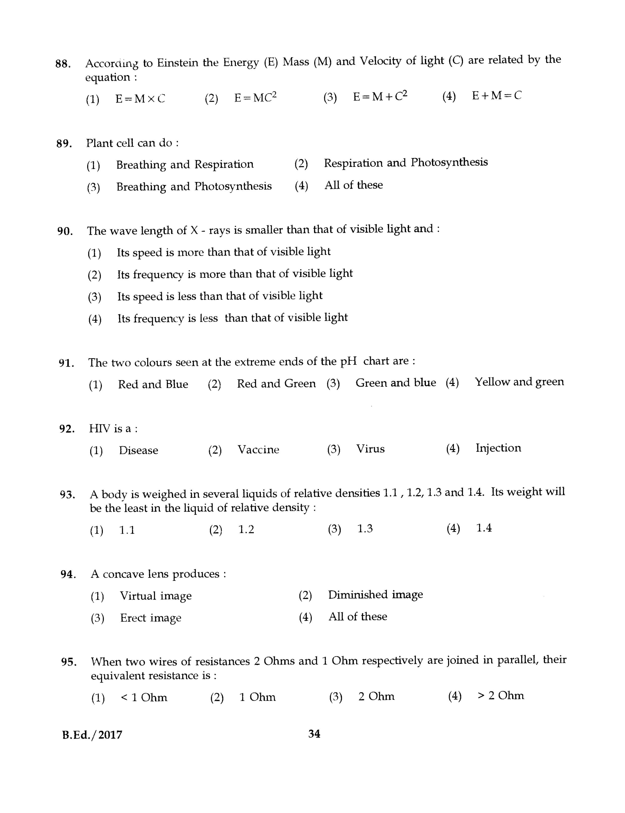 IGNOU B.Ed 2017 Question Paper PDF (September 2017 Test)