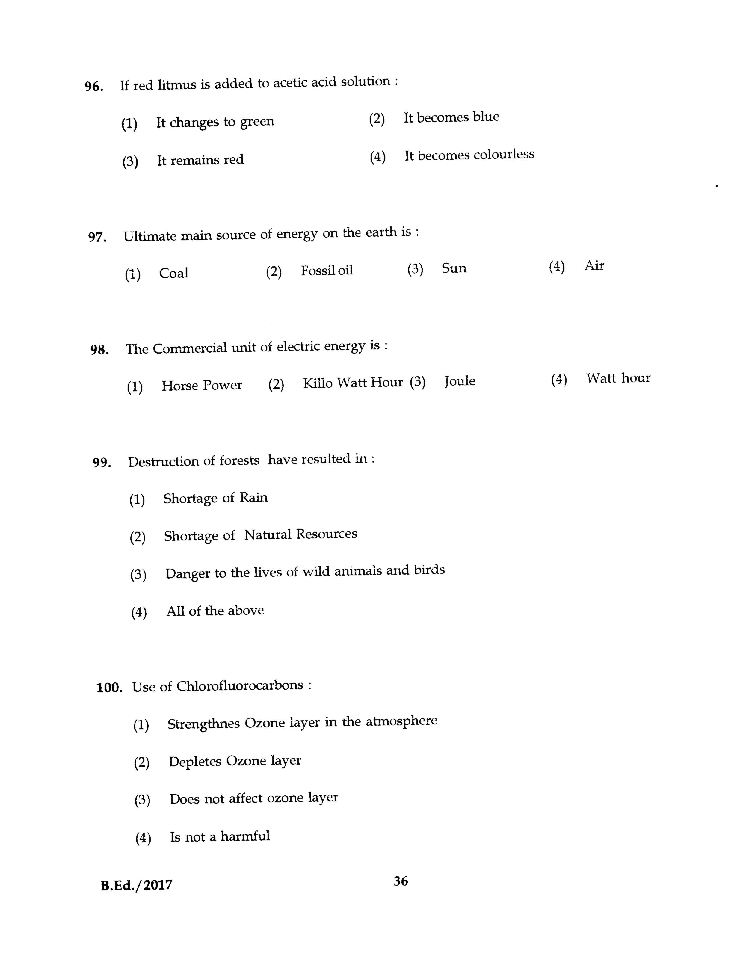 IGNOU B.Ed 2017 Question Paper PDF (September 2017 Test)
