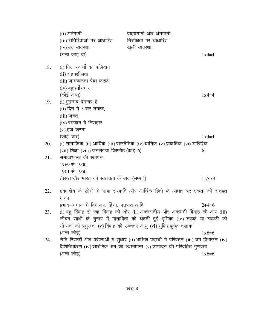 NIOS Class 12 Sociology (Hindi) Model Paper (PDF)