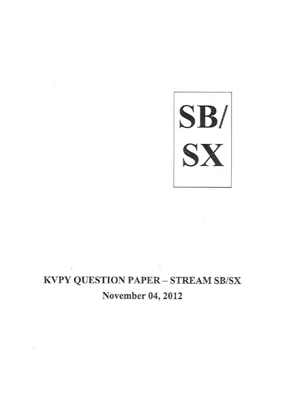 KVPY 2012 Question Paper with Answer Key for SB/SX Stream - Page 1