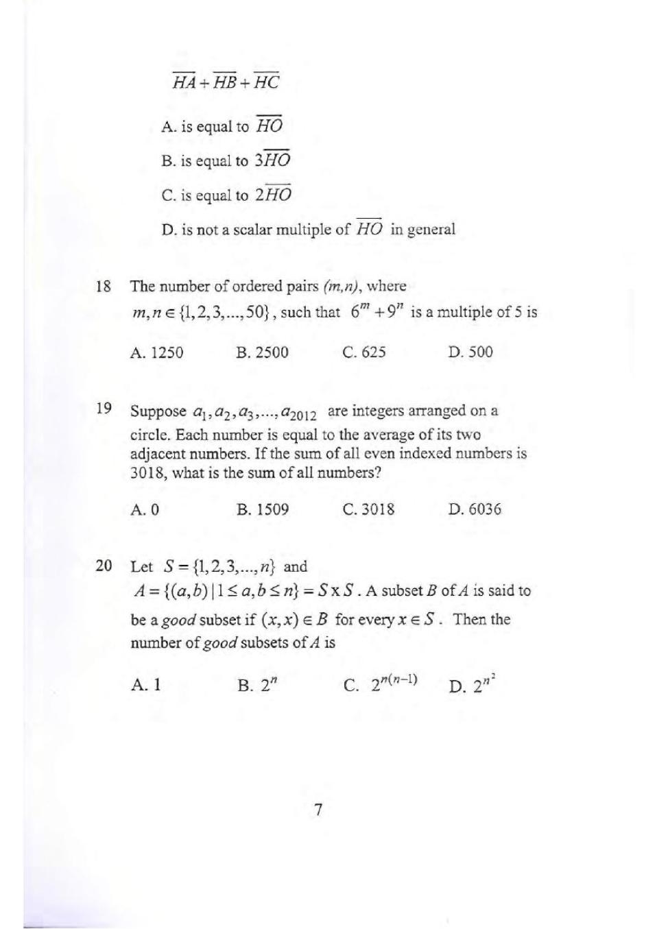 KVPY 2012 Question Paper & Answer Key for SB/SX Stream
