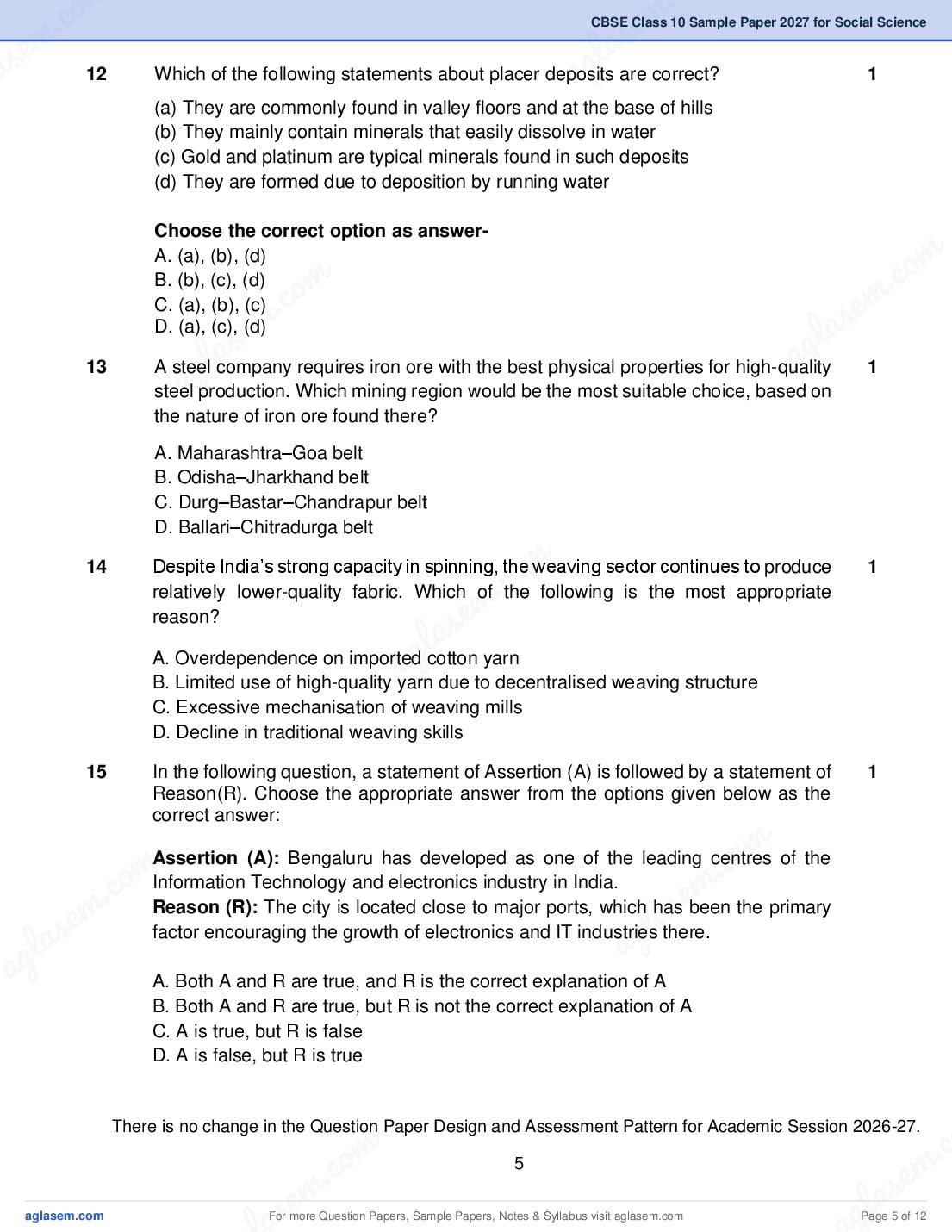 CBSE Class 10 Social Science Sample Paper 2027 with Marking Scheme PDF