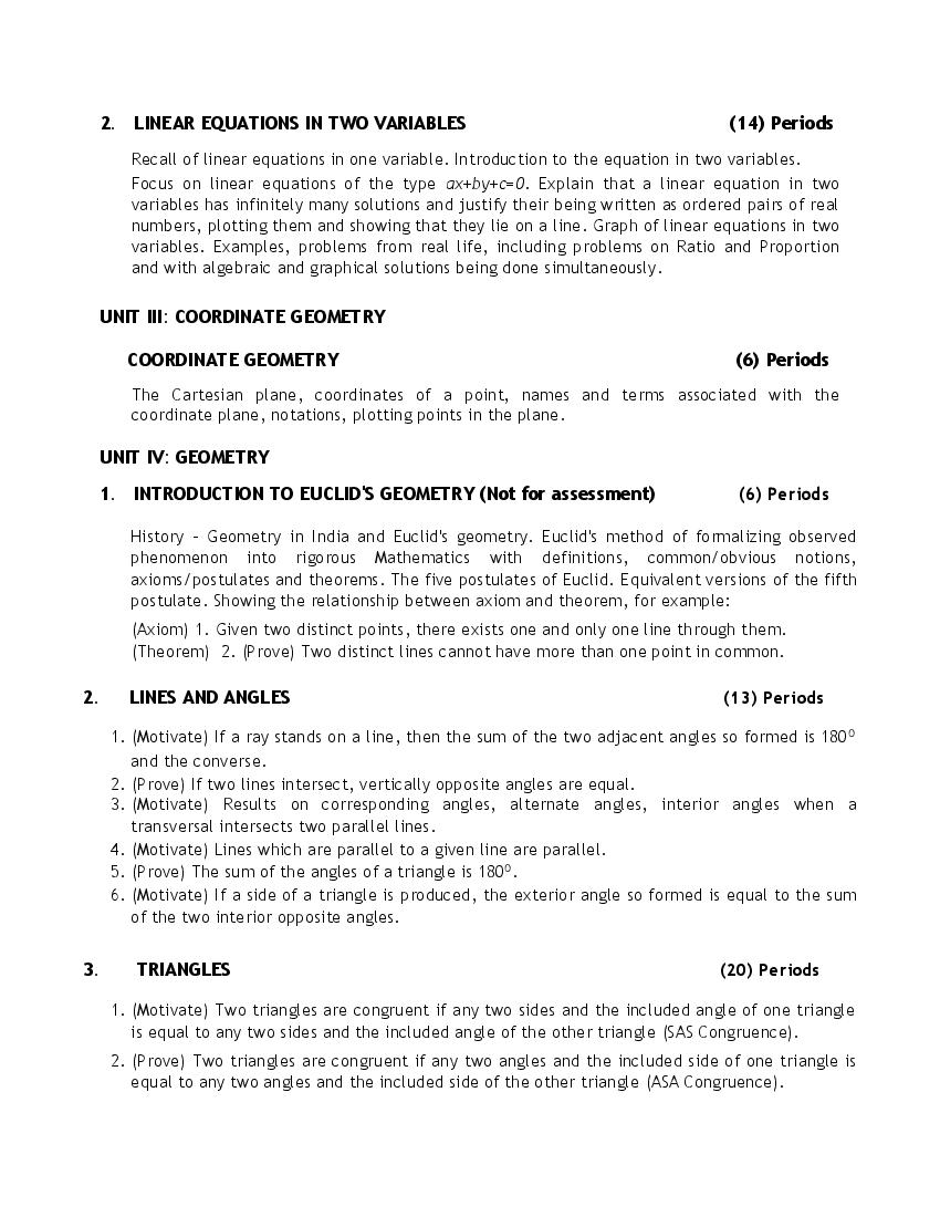 Cbse Syllabus For Class 9 Maths 2021 22 Revised 3937