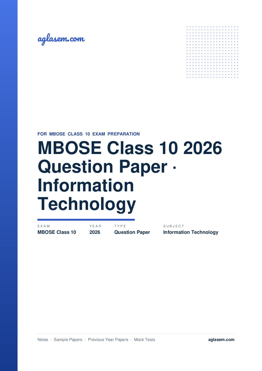 MBOSE Class 10 Question Paper 2026 for Information Technology - Page 1 of 5