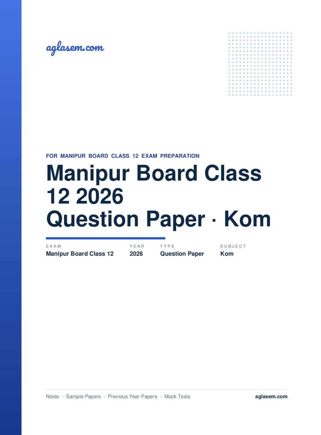 Manipur Board Class 12 Question Paper 2026 for Kom - Page 1 of 6